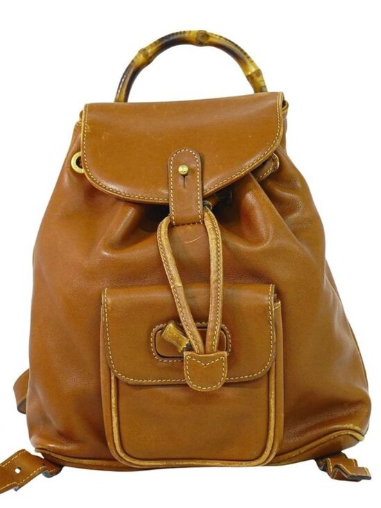 Gucci Handbags - Gucci Bamboo Mini Backpack Leather Brown Outside